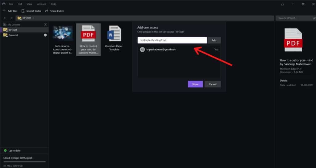 NordLocker Review (2026) - Best Free Encryption Software 8 Sharing folder using NordLocker