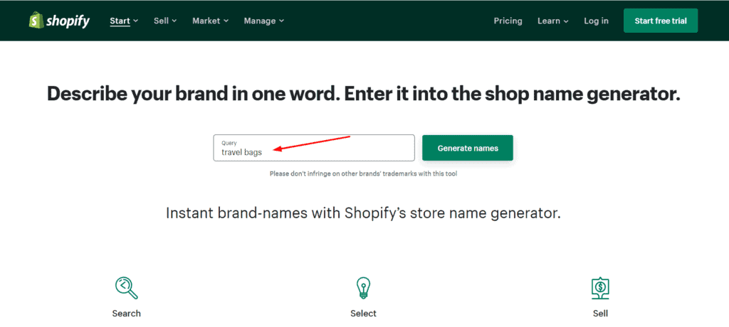 Shopify homepage