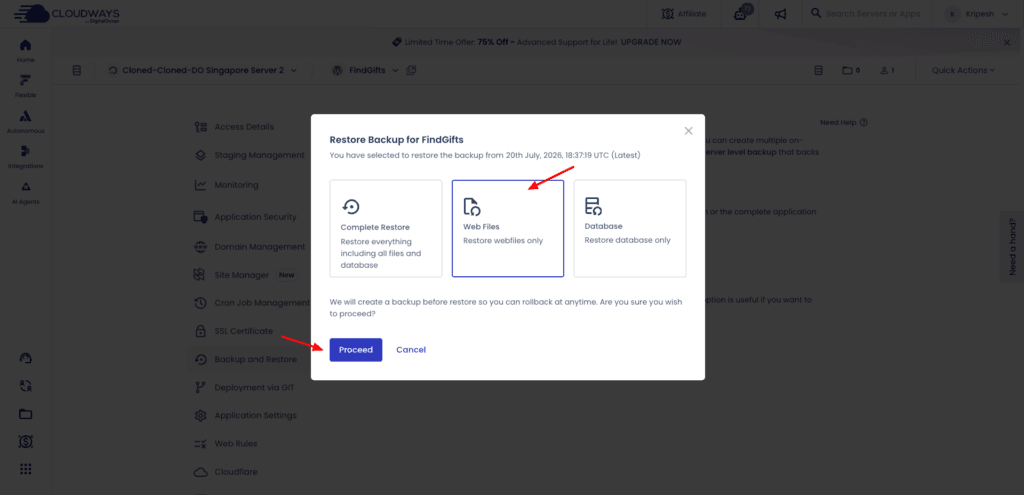 Cloudways Review July 2026 - Best Managed Hosting?? 13 Cloudways backup restoration