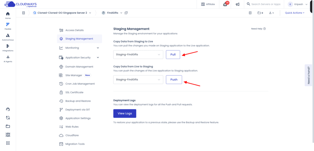 Cloudways Review July 2026 - Best Managed Hosting?? 22 Cloudways - website staging