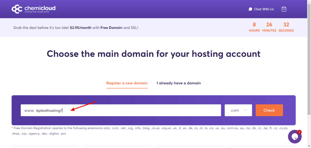 ChemiCloud black friday - domain registration
