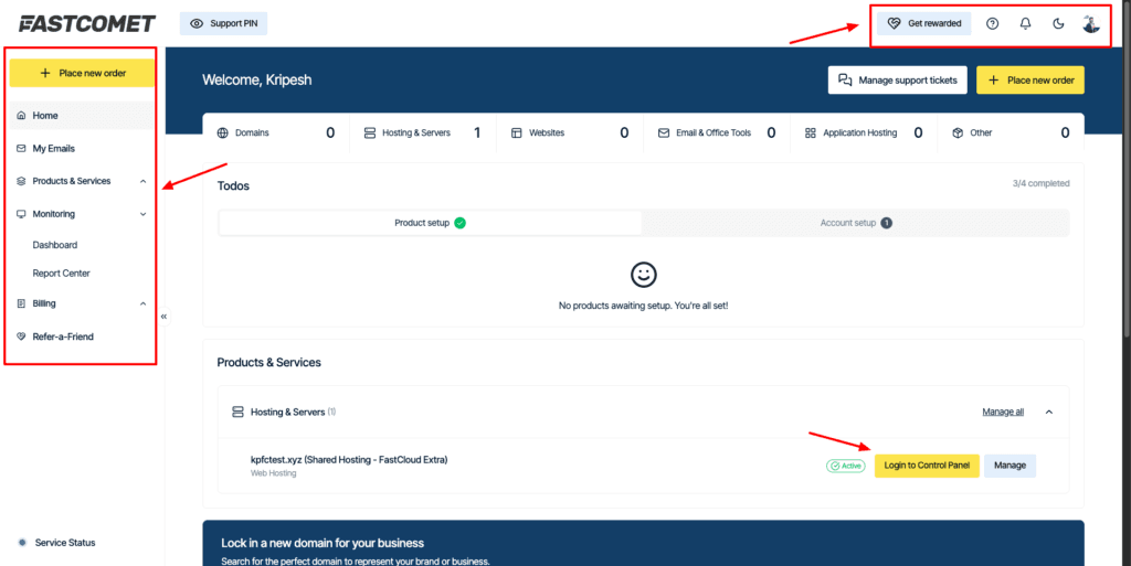 FastComet User Interface