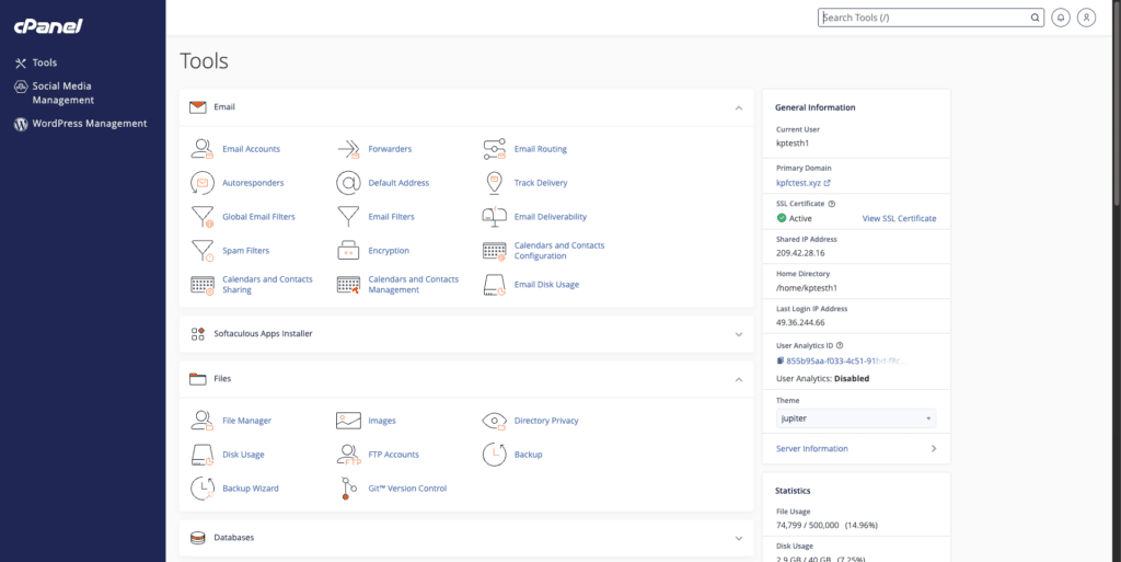 FastComet - cPanel interface

