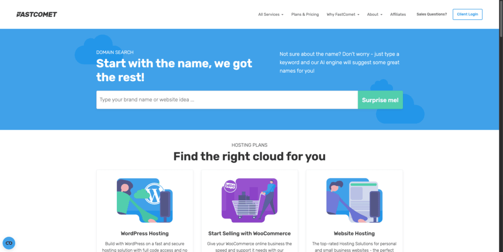 FastComet - homepage
