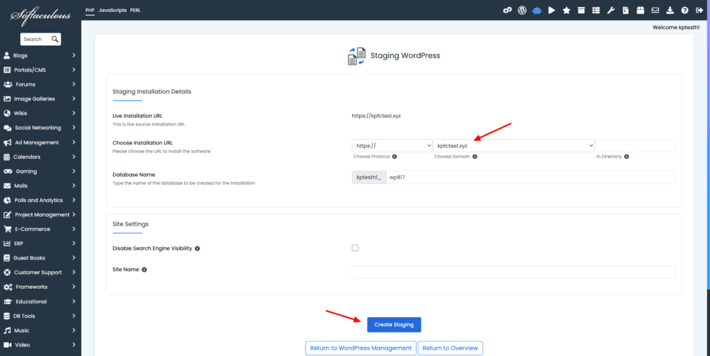 FastComet - website staging
