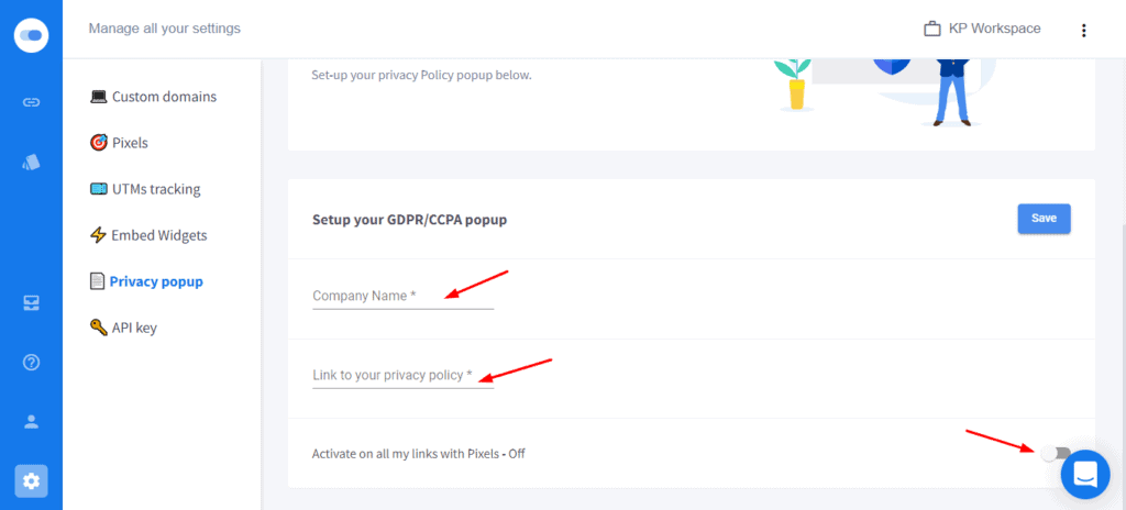 GDPR Pop-up in Switchy