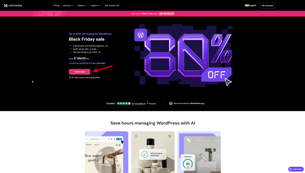 Hostinger Black Friday Deal Claim deal