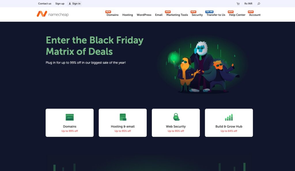 Namecheap BF deals page