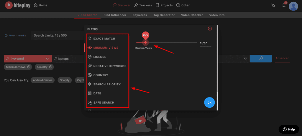 Advanced video search options