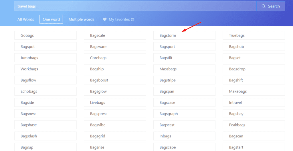 Business name generator generated results