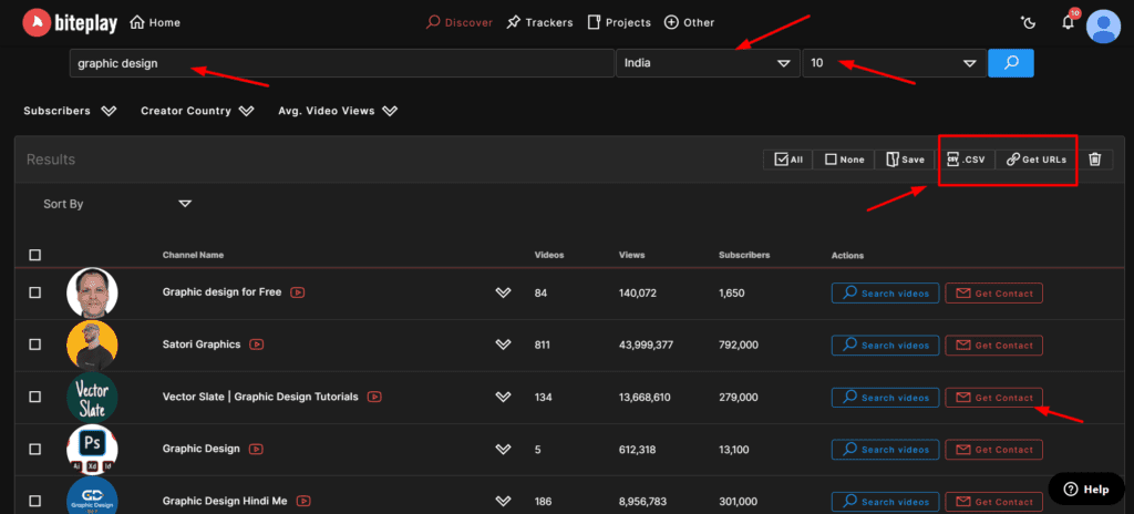 Find influencers in Biteplay
