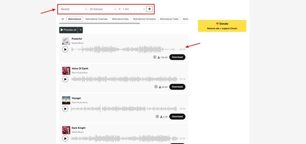 Chosic music library