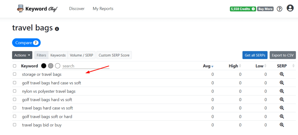 Keyword Chef Review (2026) - Find Easy To Rank Keywords 9 Compare category results