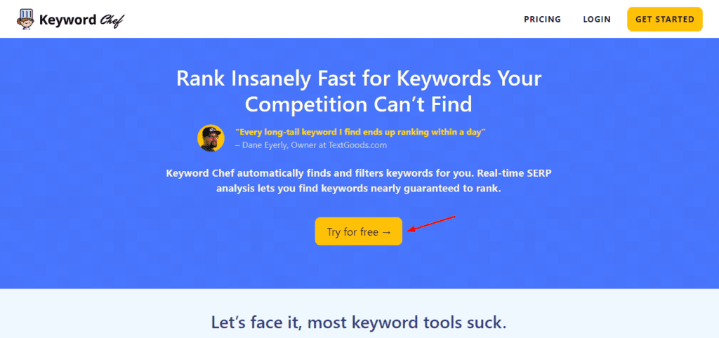 Keyword Chef Review (2026) - Find Easy To Rank Keywords 22 Free trial Keyword Chef