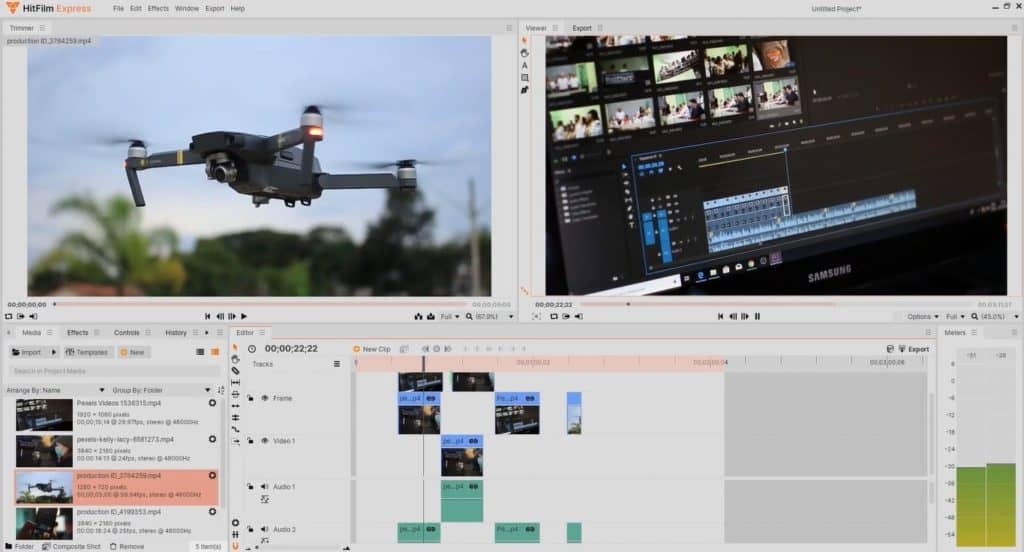 6 Best Free Video Editor Softwares For PC (2026) - Free Video Editing Apps For PC 12 HitFilm Express interface
