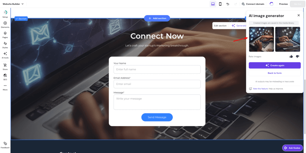 Hostinger AI Website Builder - AI Image Generator
