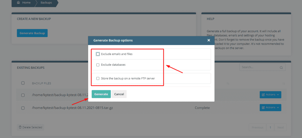 Manual backups on Scala Hosting
