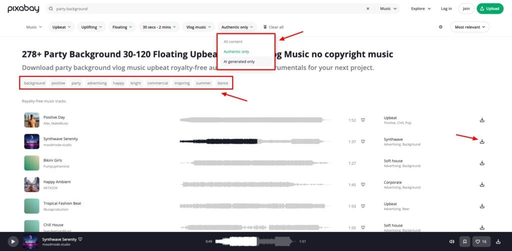 Pixabay music library