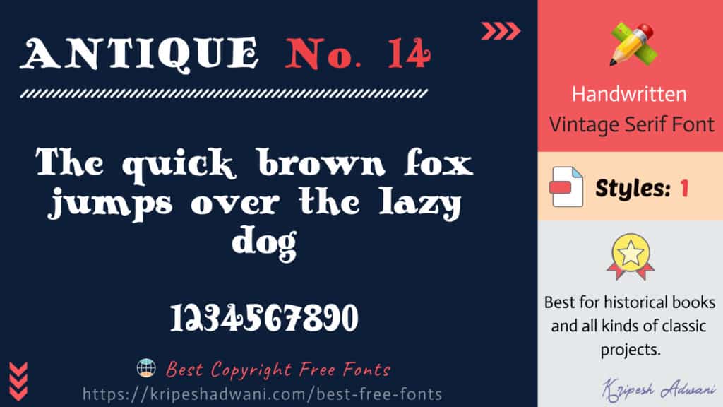Best Copyright Free Fonts (2026) - Download Free Fonts For Commercial Use 12 Antique-no14--free-font