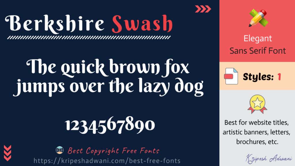 Best Copyright Free Fonts (2026) - Download Free Fonts For Commercial Use 16 Berkshire-Swash-free-font