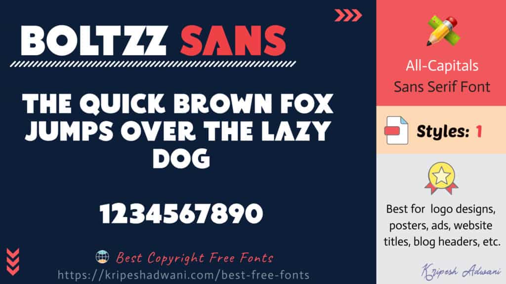 Best Copyright Free Fonts (2026) - Download Free Fonts For Commercial Use 19 Boltzz-Sans-free-font