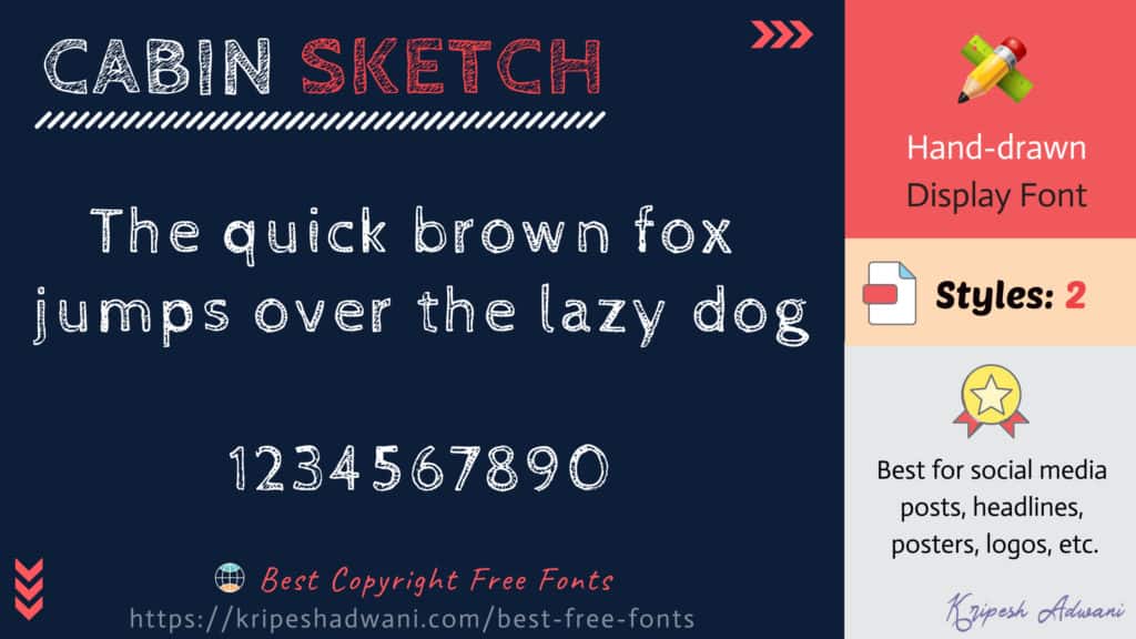 Best Copyright Free Fonts (2026) - Download Free Fonts For Commercial Use 47 Cabin-Sketch-free-font
