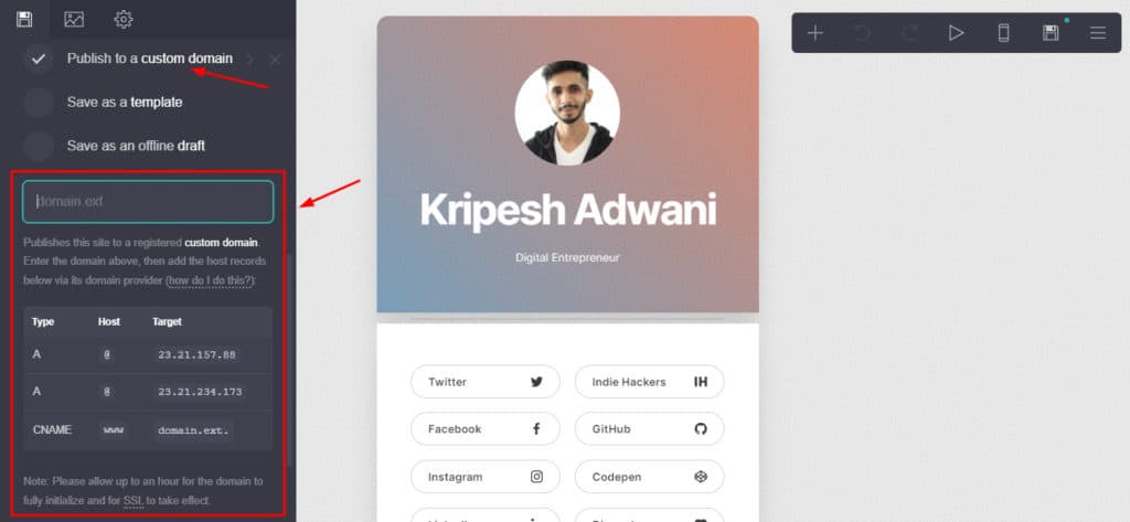 Carrd Review (2026) - Affordable Landing Page Builder 13 Custom domain Carrd