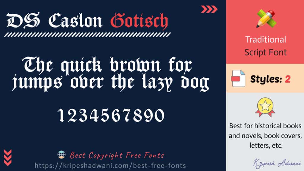 Best Copyright Free Fonts (2026) - Download Free Fonts For Commercial Use 40 DS-Caslon-Gotisch-free-font