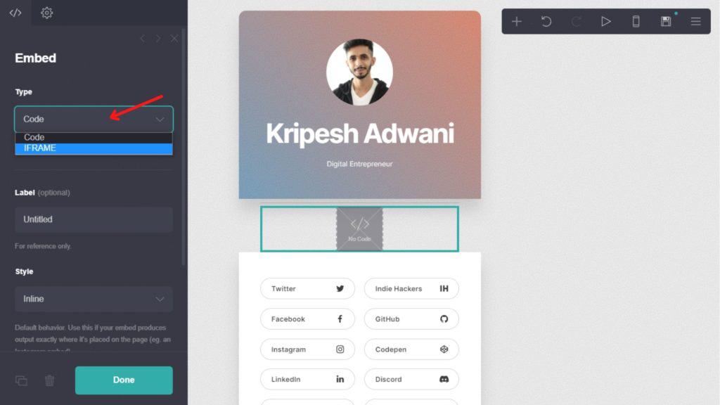Carrd Review (2026) - Affordable Landing Page Builder 12 Embedding code in Carrd