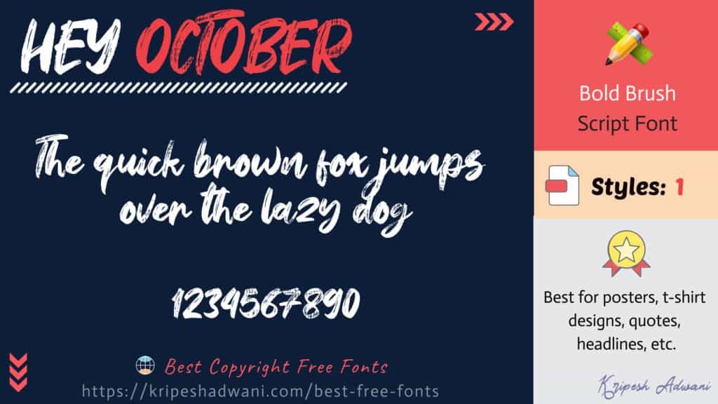 Best Copyright Free Fonts (2026) - Download Free Fonts For Commercial Use 31 Hey-October-free-font