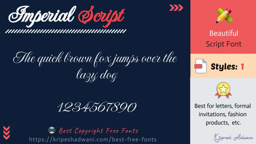 Best Copyright Free Fonts (2026) - Download Free Fonts For Commercial Use 29 Imperial-script-free-font