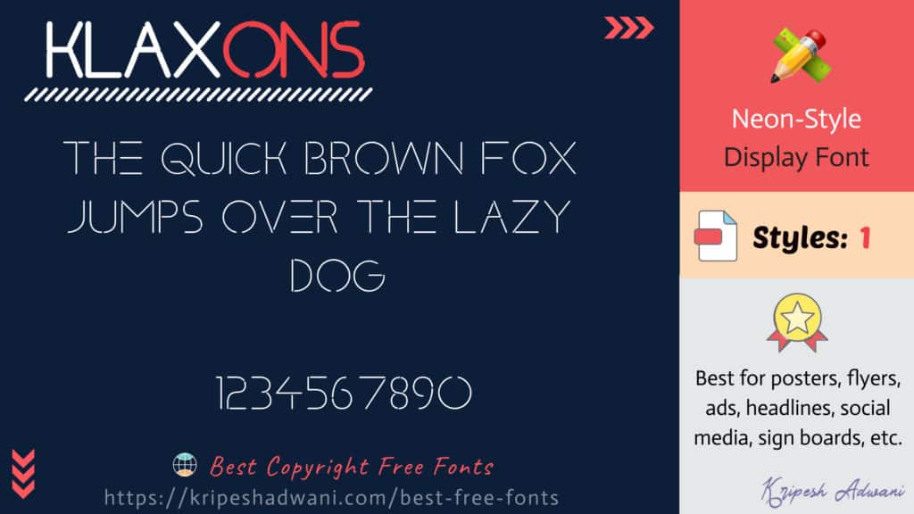 Best Copyright Free Fonts (2026) - Download Free Fonts For Commercial Use 51 Klaxons-free-font
