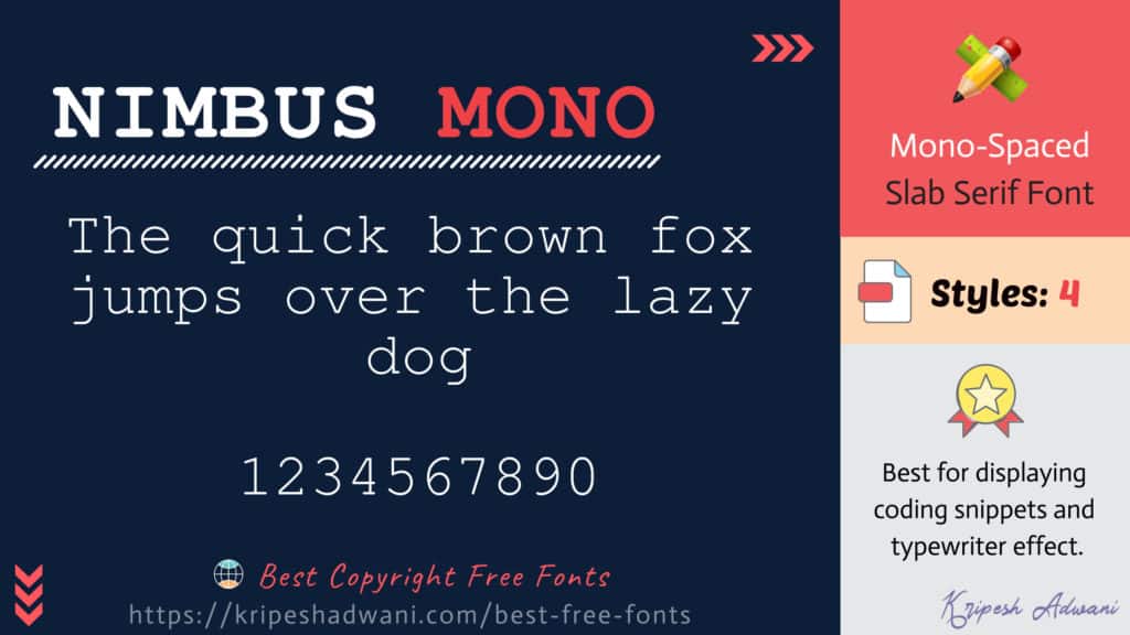 Best Copyright Free Fonts (2026) - Download Free Fonts For Commercial Use 6 Nimbus-Mono-free-font