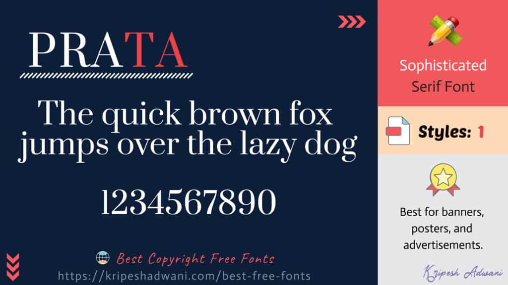 Best Copyright Free Fonts (2026) - Download Free Fonts For Commercial Use 5 Prata-free-font