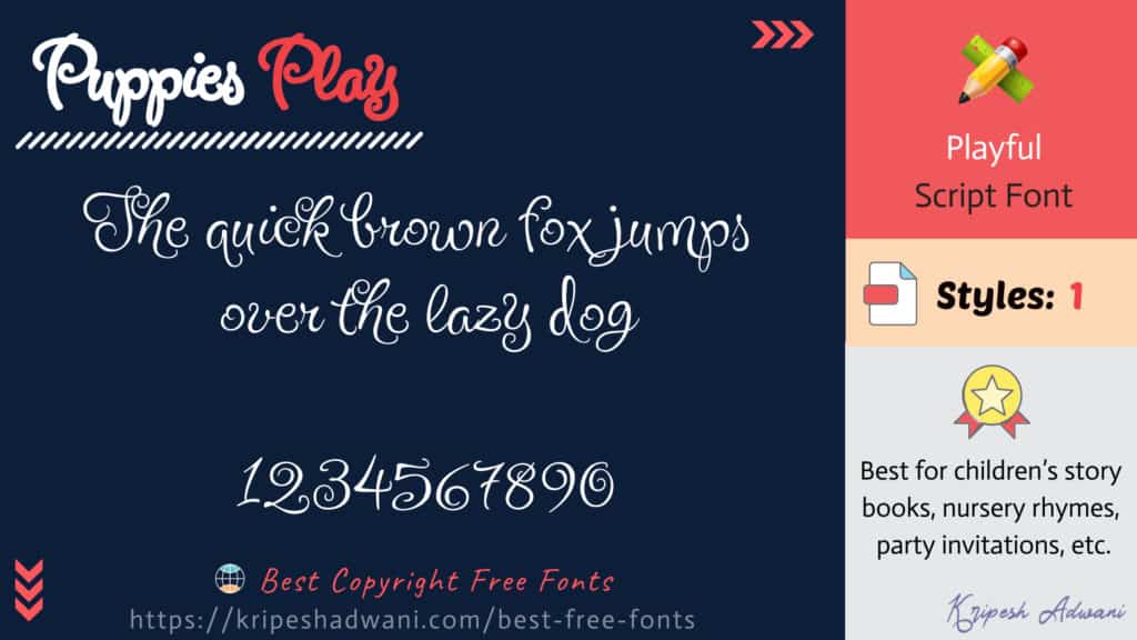 Best Copyright Free Fonts (2026) - Download Free Fonts For Commercial Use 37 Puppies-Play-free-font