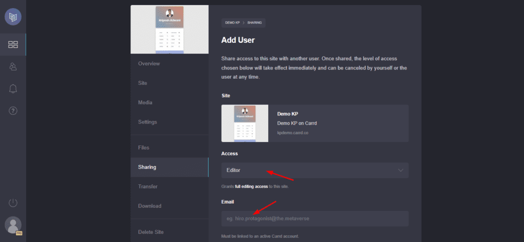 Carrd Review (2026) - Affordable Landing Page Builder 21 Sharing settings on Carrd