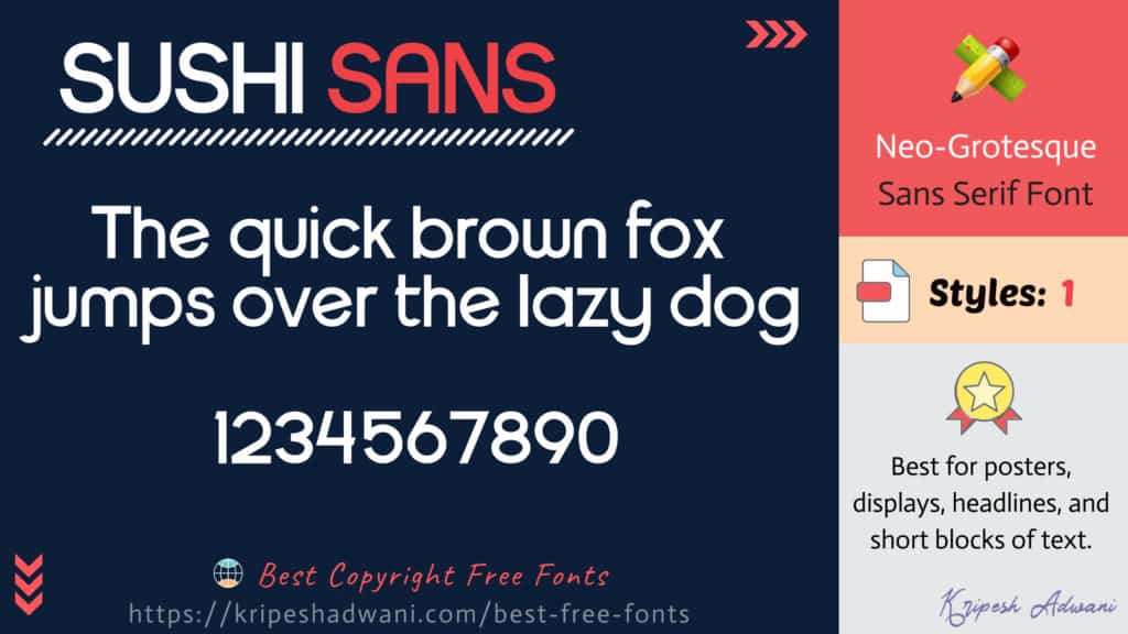 Best Copyright Free Fonts (2026) - Download Free Fonts For Commercial Use 22 Sushi-Sans-free-font