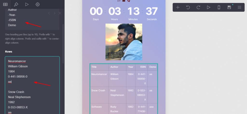 Carrd Review (2026) - Affordable Landing Page Builder 9 Table text formatting in Carrd
