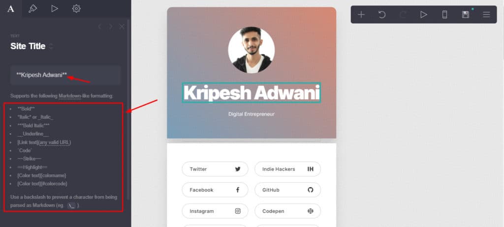 Carrd Review (2026) - Affordable Landing Page Builder 8 Text formatting in Carrd