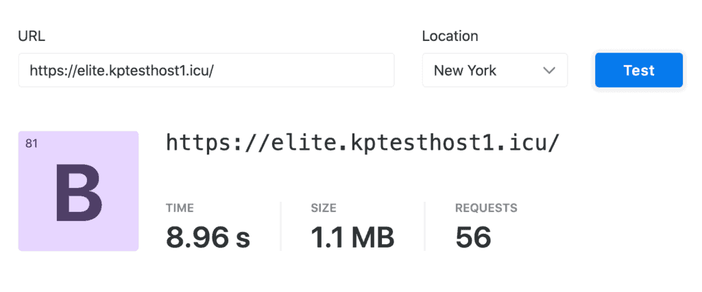 Elite Cloud (Enterprise plan) Speed Test - New York