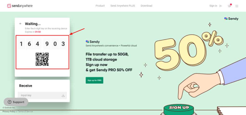 Input key on SendAnywhere