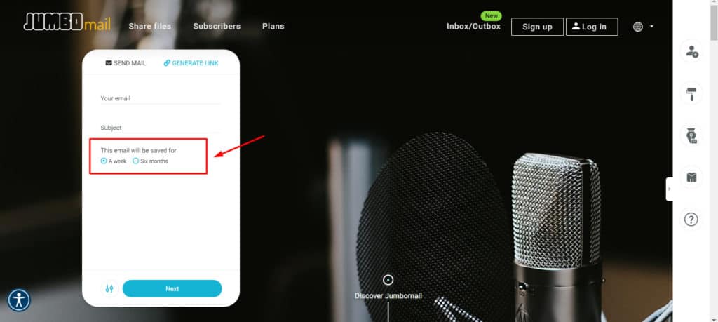 Link expiry on JumboMail