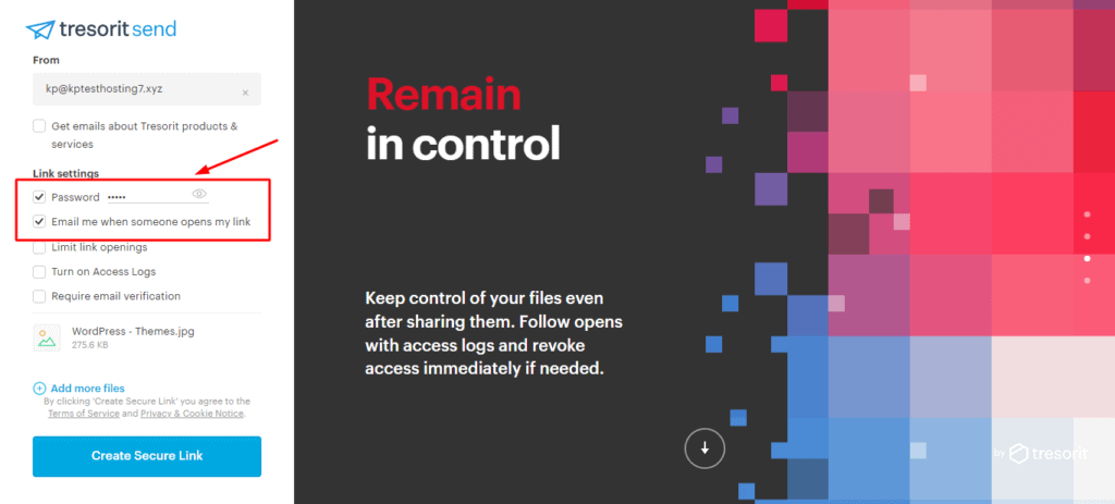 PAssword protection on Tresorit Send