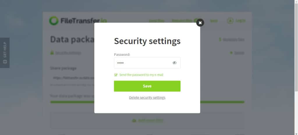 Password protection on FileTransfer