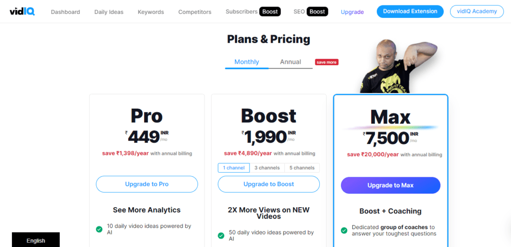 Upgrading plan on Vidiq