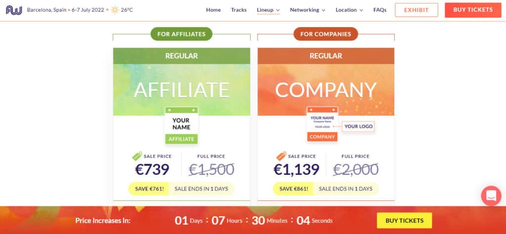 Affiliate World Barcelona (July 2022) - Top Affiliate Marketing Conference in Europe 5 AWC Barcelona Pass Prices