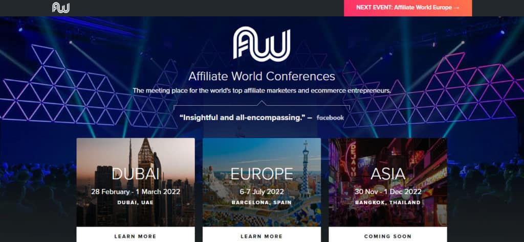 Affiliate World Barcelona (July 2022) - Top Affiliate Marketing Conference in Europe 1 Affiliate World Conference