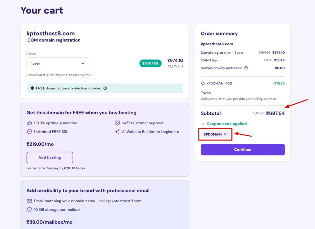 Hostinger domain coupon code