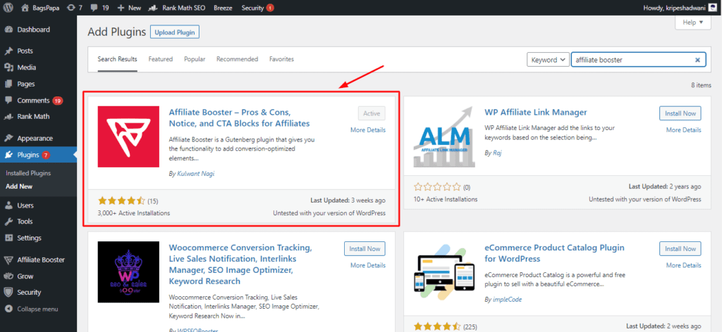 Affiliate Booster Review (2026) - Best Affiliate Plugin For WordPress? 3 Installing AffiliateBooster plugin
