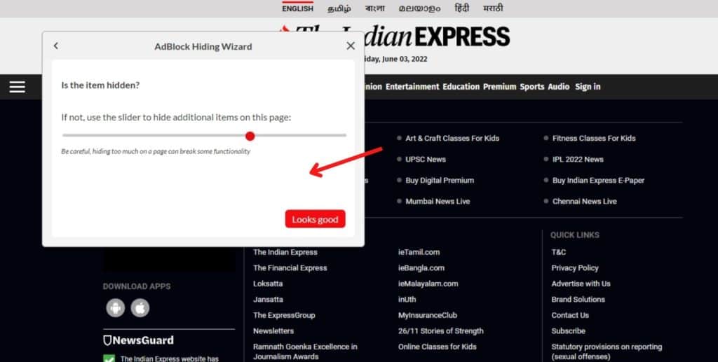 AdBlock blocking specific elements